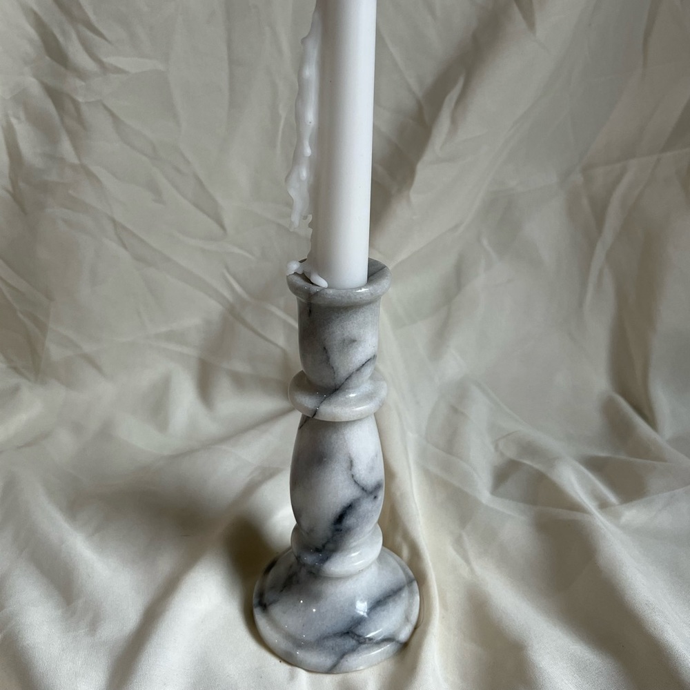 Grey and White Stone Taper-holder/candleholder